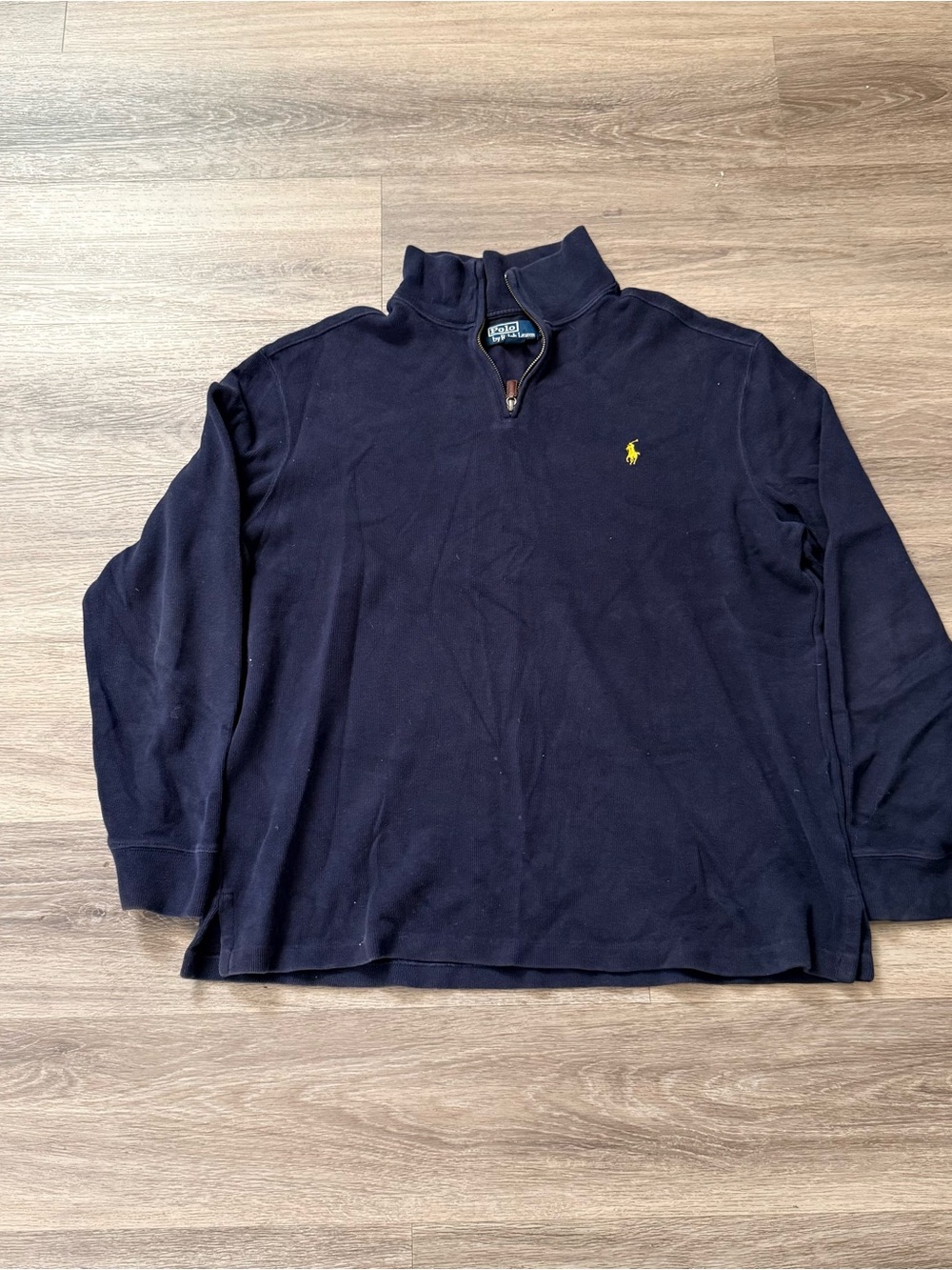 Polo by Ralph Lauren Navy Half-Zip Pullover with Yellow Pony